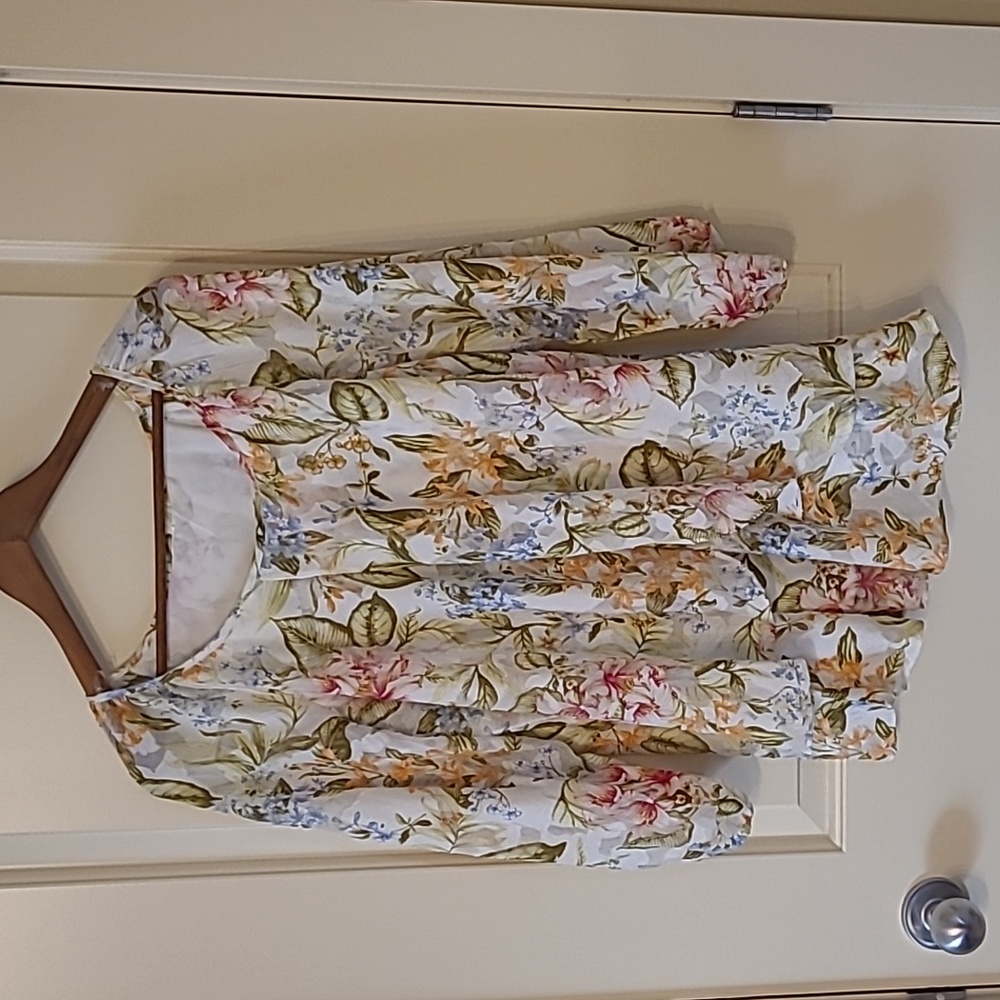 Ladies Floral Drape Front Blouse